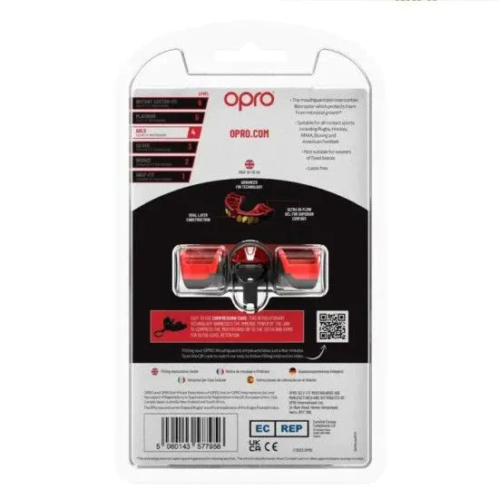 Капа OPRO Gold JAWS Black/Red (art.102504011) 