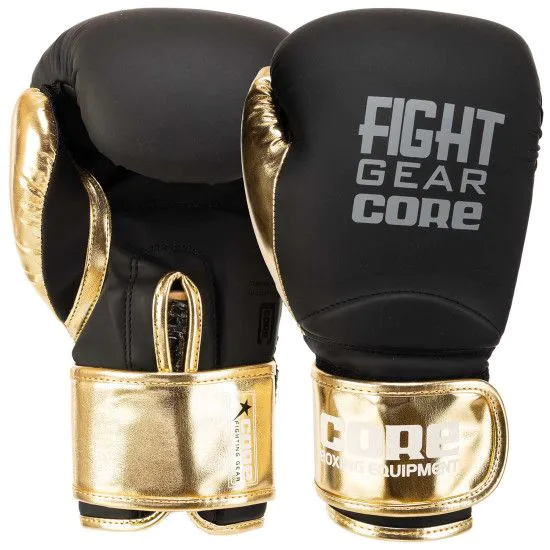 Перчатки боксерские CORE FIGHT GEAR черно-золотые (10-12 oz)