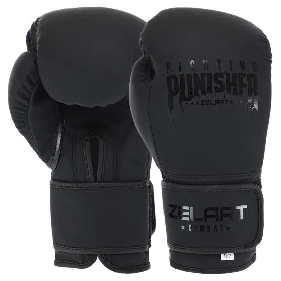 Рукавички боксерські Zelart PUNISHER чорні (10-14 oz)
