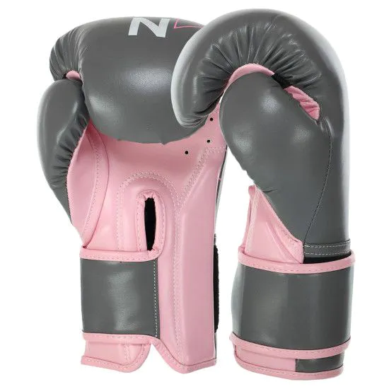 Рукавички боксерські ZELART BO-9056 сіро-рожеві 10-14 oz