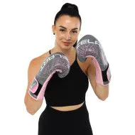 Перчатки боксерские ZELART BO-9056 серо-розовые 10-14 oz