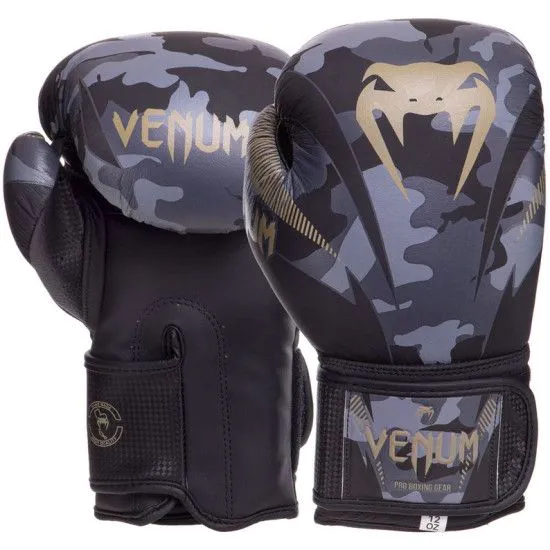 Боксерські рукавички VENUM CAMO BLACK 10-16 oz шкіра