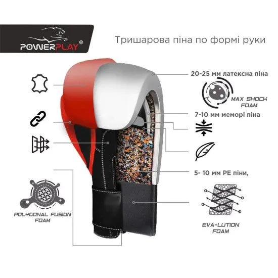 Боксерські рукавички PowerPlay 3087 Magnum (14-16 ун)