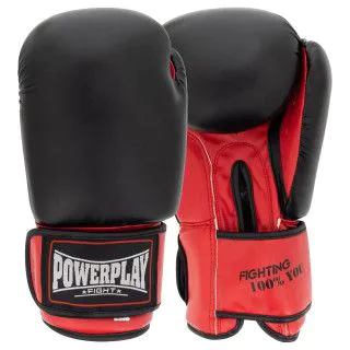 Боксерські рукавички PowerPlay 3004 Classic (10-16 oz) чорно-червоні