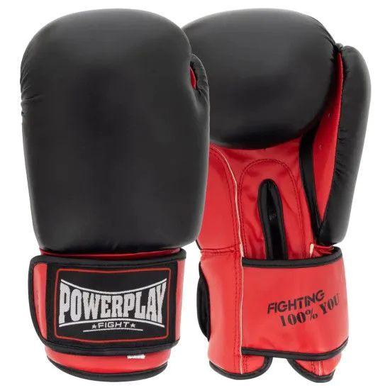 Боксерские перчатки PowerPlay 3004 Classic (10-16 oz) черно-красные