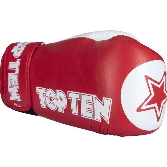 Рукавички для кікбоксингу TOP TEN WAKO STAR XLP 10 oz червоні