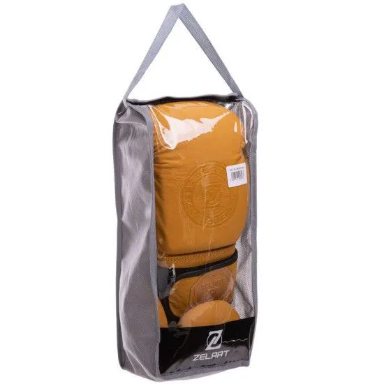 Боксерські рукавички Zelart шкіра (10, 12 oz) жовті
