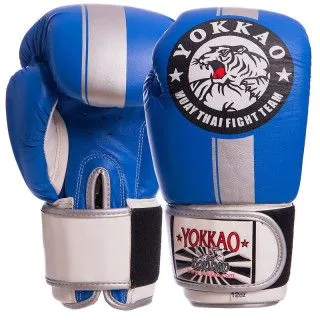 Боксерські рукавички YOKKAO шкіра (10 - 14 oz) сині