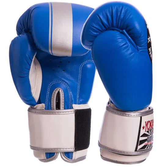 Боксерські рукавички YOKKAO шкіра (10 - 14 oz) сині