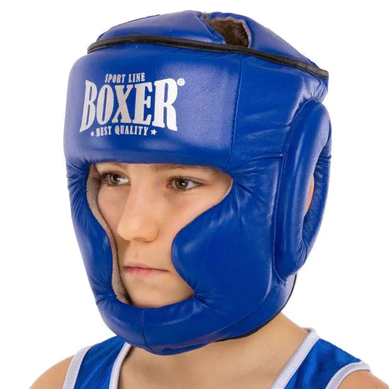 Шолом тренувальний BOXER NEW шкіряний синій