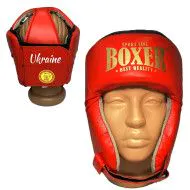 Боксерський шолом BOXER з печаткою ФБУ червоний