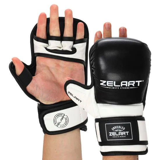 Перчатки для смешанных единоборств Zelart BO-4612 черные-белые
