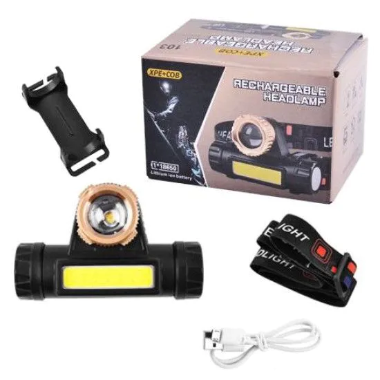 Налобний ліхтарик BL-874 XPE+COB USB 