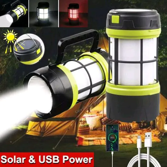 Ліхтар кемпінговий 910-LED+COB (white+red) павербанк сонячна батарея ЗУ USB