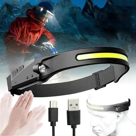 Налобный фонарик BL-G28 XPE+COB с сенсором вкл/выкл