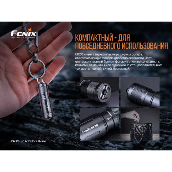 Ліхтарик Fenix E02R синій (48 х 15 х 14 мм)