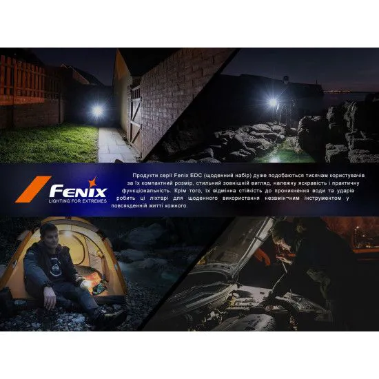 Ліхтарик Fenix E03R V2.0 сірий (53 х 26 х 13 мм)