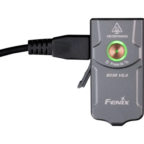 Ліхтарик Fenix E03R V2.0 сірий (53 х 26 х 13 мм)