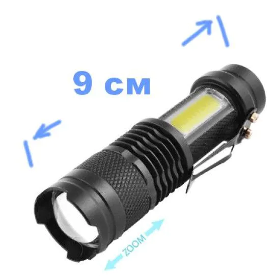 Фонарик BL-525/8468-XPE+COB Li-Ion аккум. USB (9 см)
