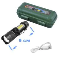Ліхтарик BL-525/8468-XPE+COB Li-Ion акуму. USB (9 см)