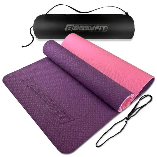 Килимок для йоги та фітнесу EasyFit TPE+TC 6мм фіолетовий + чохол