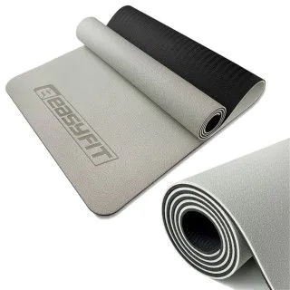 Килимок для йоги та фітнесу EasyFit TPE+TC 6мм сірий