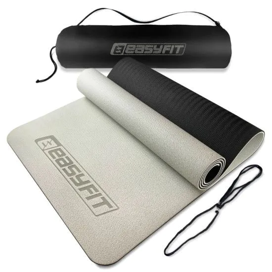Килимок для йоги та фітнесу EasyFit TPE+TC 6мм сірий + чохол