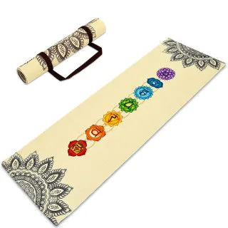 Килимок каучуковий Yoga mat 3 мм Джутовий Мандала Чакри