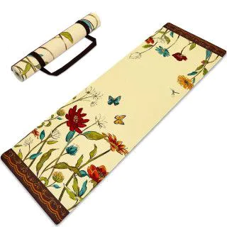 Килимок каучуковий Yoga mat 3 мм Джутовий Квіти