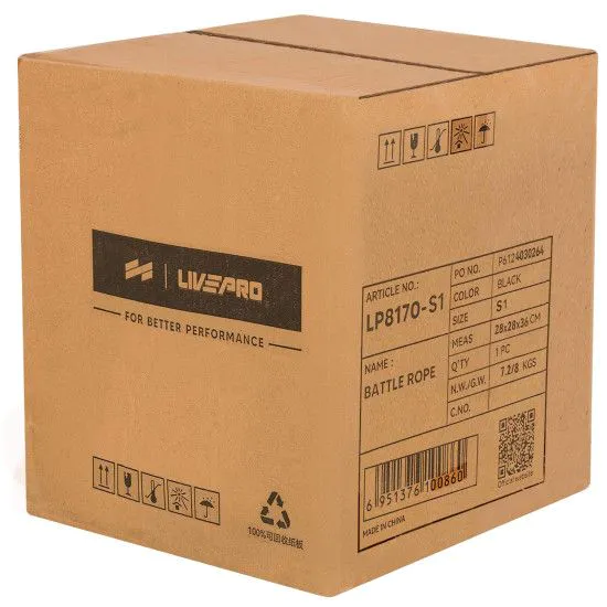 Канат для кроссфіта LiveUp (LivePro) BATTLE ROPE BLACK 12 м