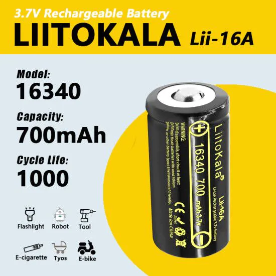 Акумулятор 16340 LiitoKala Lii-16A 700mAh