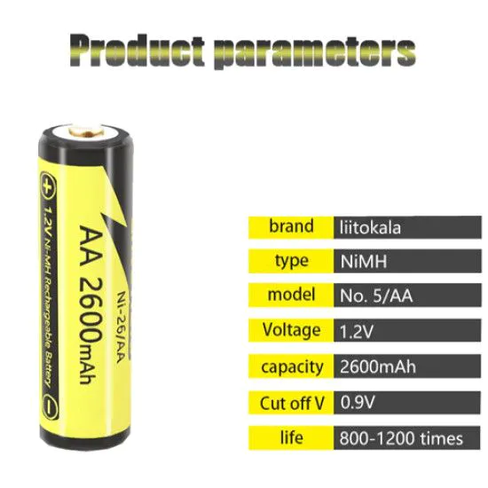 Акумулятор AA LiitoKala Ni-26/AA 1.2V 2600mAh
