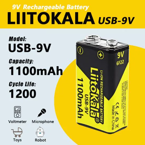 Акумулятор Крона LiitoKala USB-9V 1100mAh