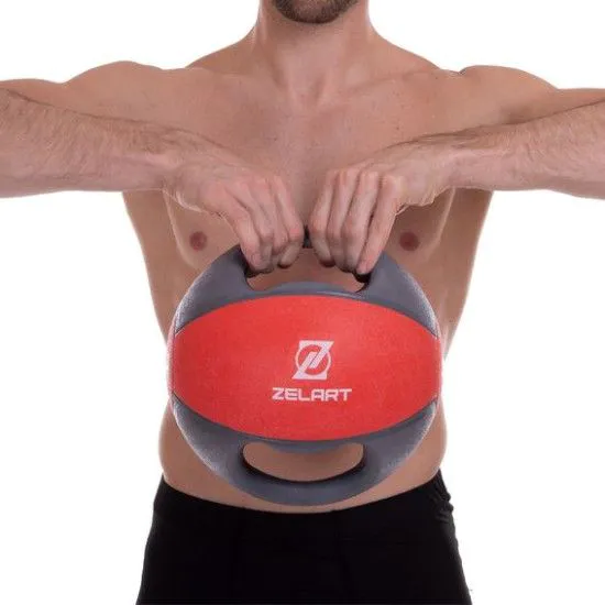 Медбол резиновый с ручками Record Medicine Ball от 3 до 10 кг 