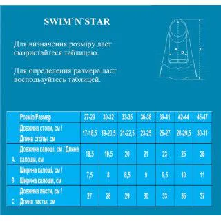 Ласти тренувальні SWIM-N-STAR для басейну (розмір 27-44) блакитний