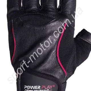 Рукавички для фітнесу PowerPlay 2128 Hit fit шкіра червоні
