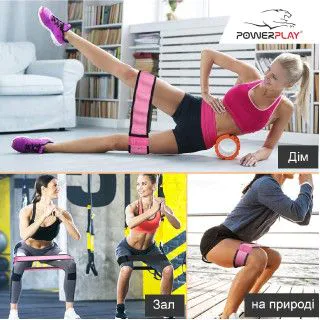 Гумка для фітнесу тканинна PowerPlay 4111 (76 см) блакитна