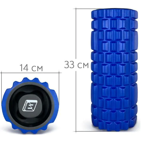 Роллер массажный с заглушками EasyFit Grid Roller 33 см