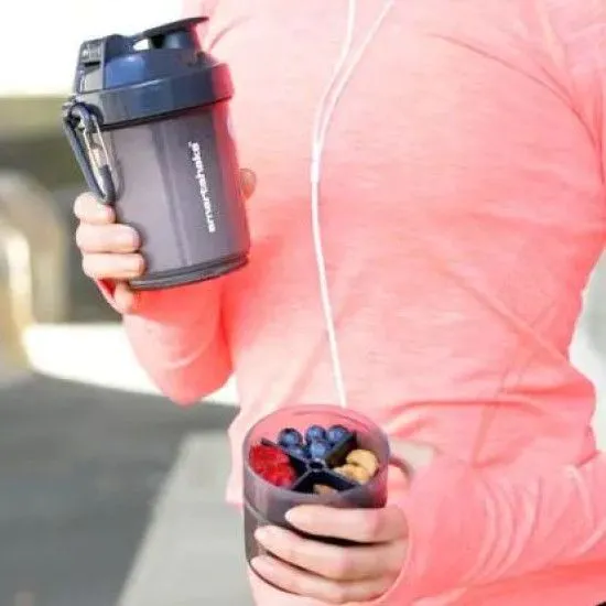 Шейкер SmartShake Original 2GO 600ml Black с 3-ма відсіками (original)