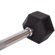 Штанга фіксована пряма Rubber Hexagon Barbell від 10 до 50 кг. 