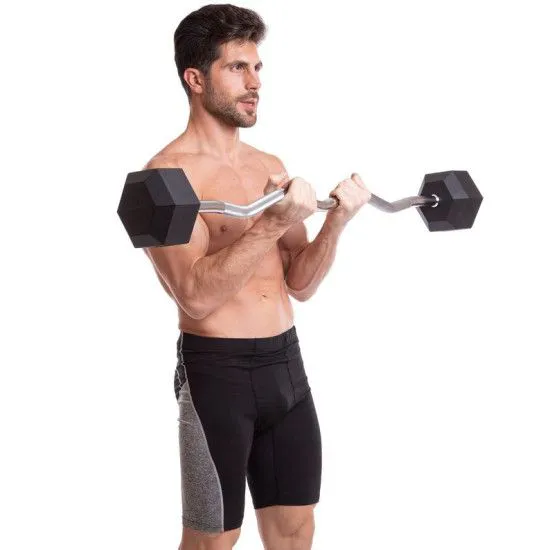Штанга фіксована вигнута Rubber Hexagon Barbell від 10 до 50 кг