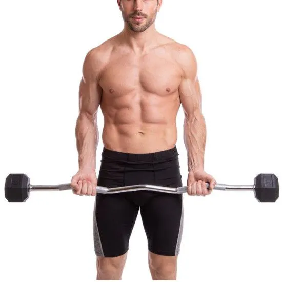 Штанга фіксована вигнута Rubber Hexagon Barbell від 10 до 50 кг