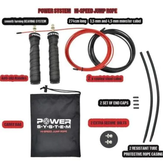 Cкакалка швидкісна Power System PS-4079 (з захистом і запасним тросом)